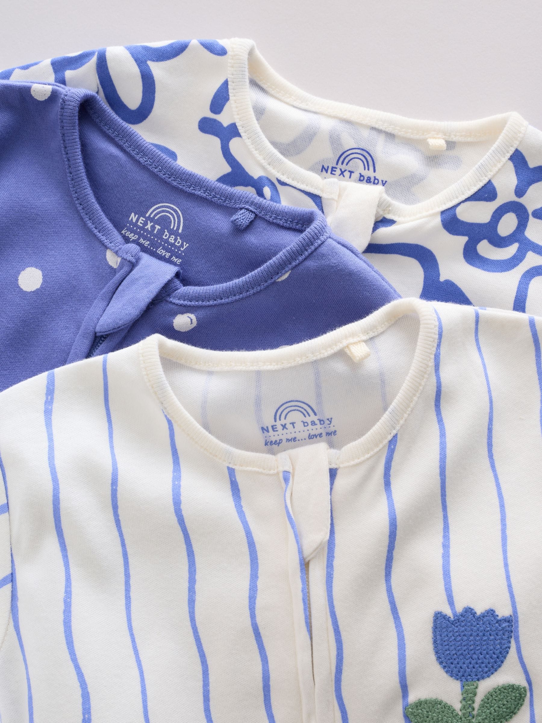 Blue Baby Sleepsuits 3 Pack (0mths-3yrs)