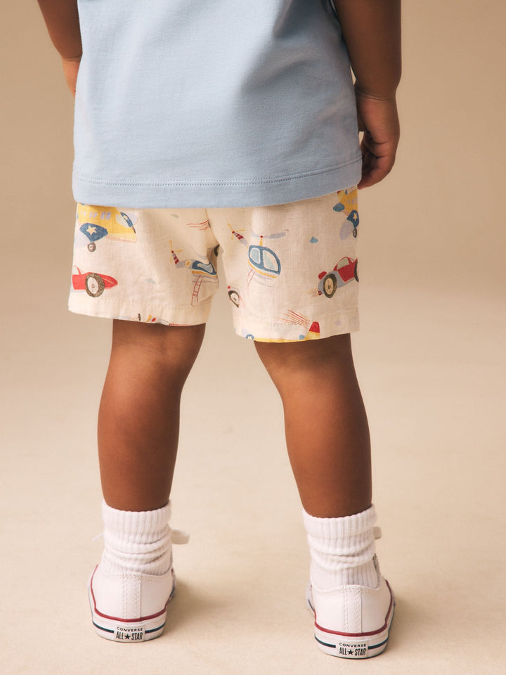 Multi Transport Linen Blend Pull On Shorts (3mths-7yrs)