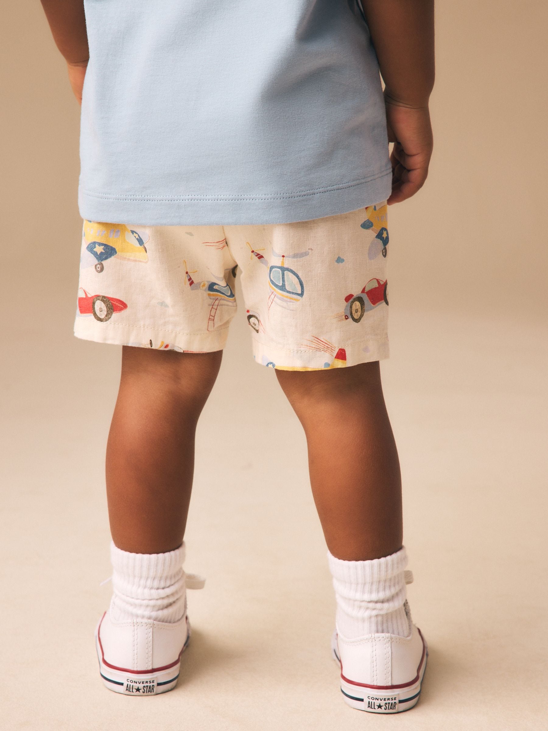 Multi Transport Linen Blend Pull On Shorts (3mths-7yrs)