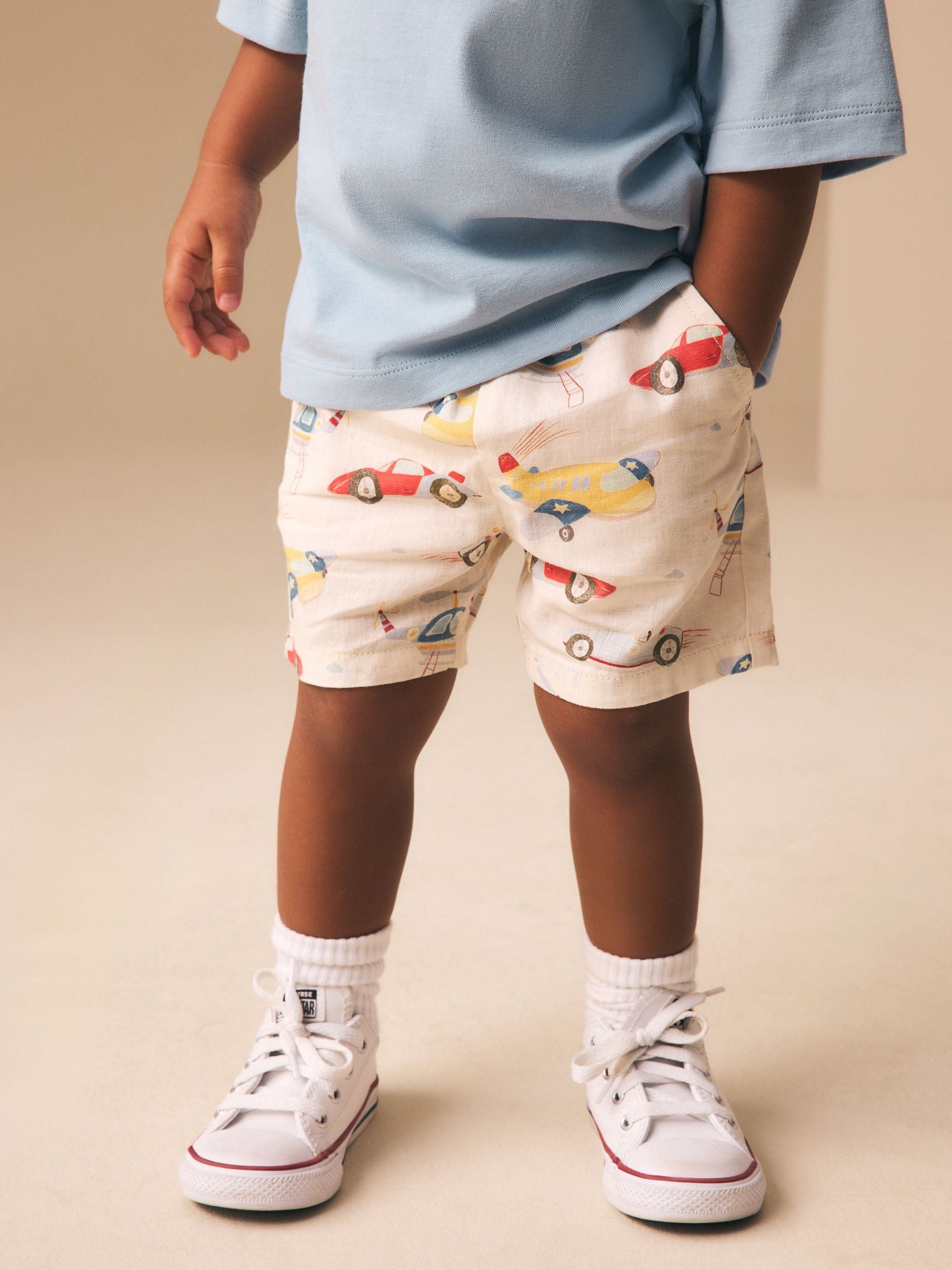 Multi Transport Linen Blend Pull On Shorts (3mths-7yrs)