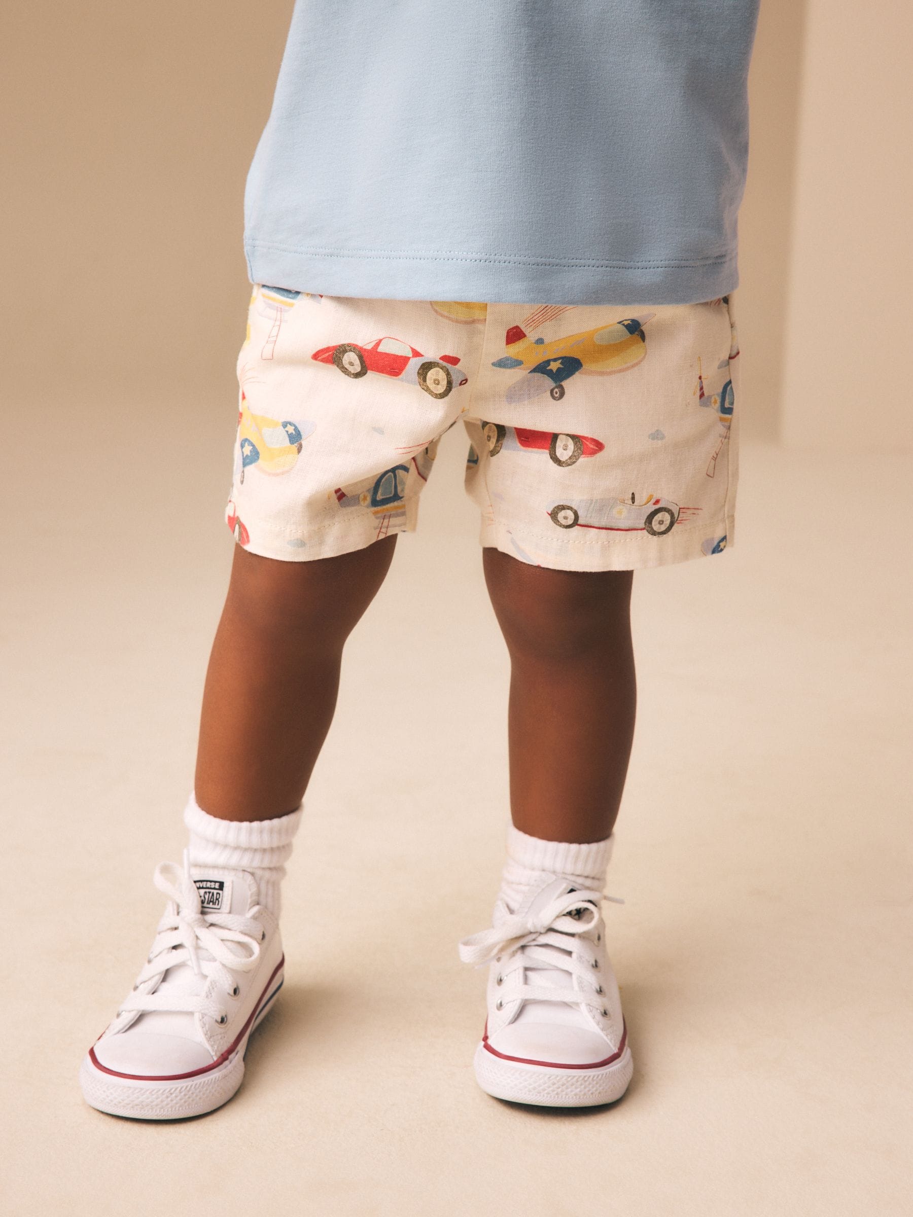 Multi Transport Linen Blend Pull On Shorts (3mths-7yrs)