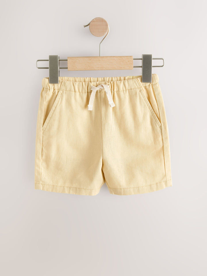 Rust Orange/Yellow/Stripe Linen Blend Shorts 3 Pack (3mths-7yrs)