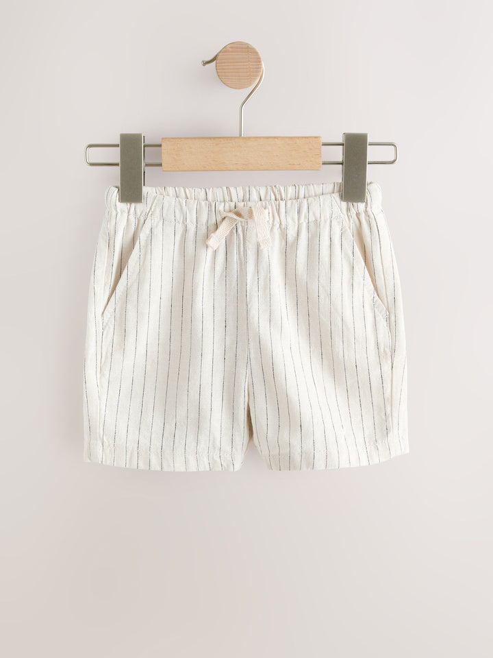 Rust Orange/Yellow/Stripe Linen Blend Shorts 3 Pack (3mths-7yrs)