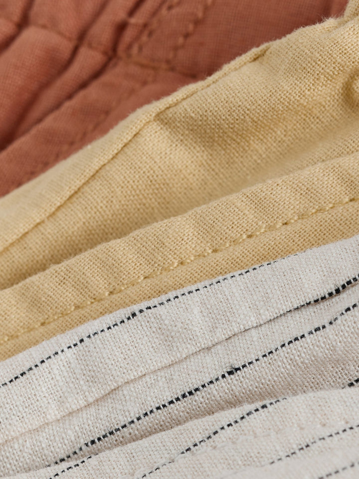 Rust Orange/Yellow/Stripe Linen Blend Shorts 3 Pack (3mths-7yrs)