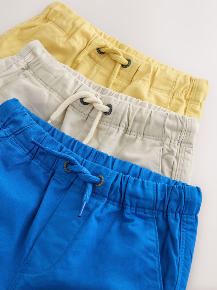 Blue/Neutral/Yellow Pull On Shorts 3 Pack (3mths-7yrs)