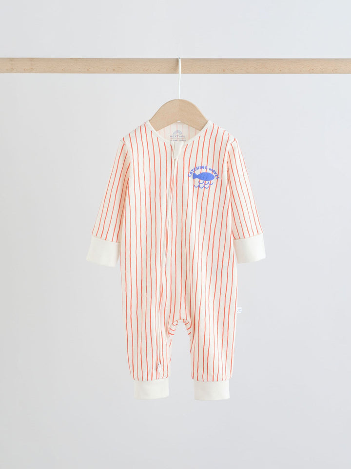 Blue Nautical Two Way Zip Baby Sleepsuits 3 Pack (0mths-3yrs)
