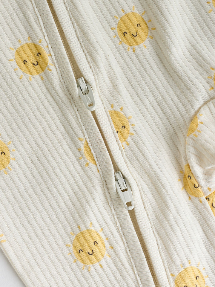 Yellow/Blue Sunshine Two Way Zip Baby Sleepsuits 3 Pack (0mths-3yrs)