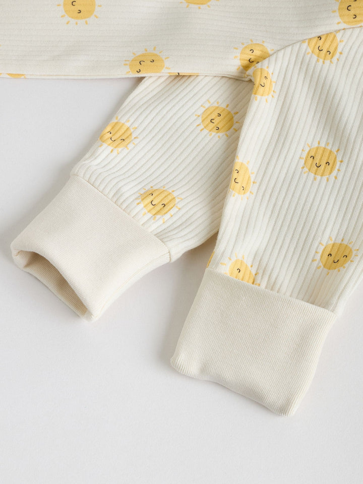 Yellow/Blue Sunshine Two Way Zip Baby Sleepsuits 3 Pack (0mths-3yrs)