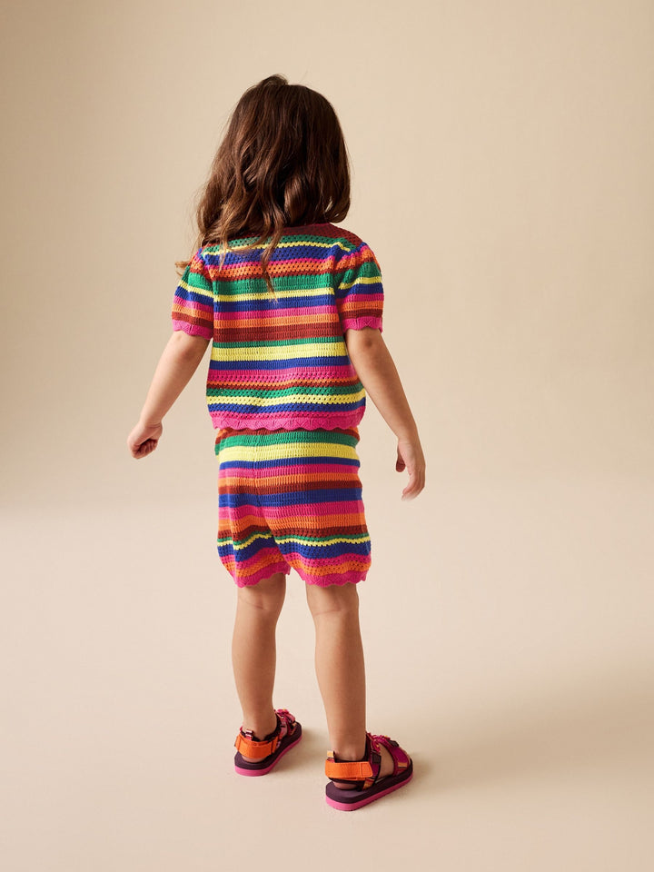 Bright Stripe Knitted Shorts And Cardigan Set (3mths-7yrs)