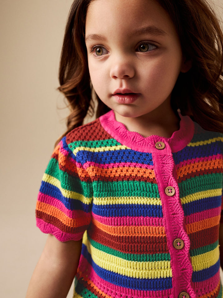 Bright Stripe Knitted Shorts And Cardigan Set (3mths-7yrs)