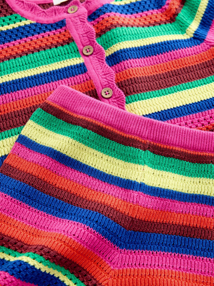 Bright Stripe Knitted Shorts And Cardigan Set (3mths-7yrs)