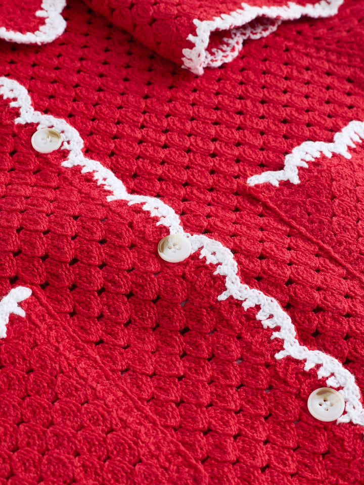 Red Scallop Edge Crochet Set (3mths-7yrs)