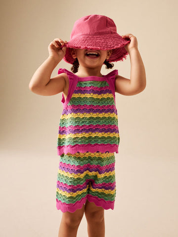 Bright Stripe Knitted Top And Shorts Set (3mths-7yrs)