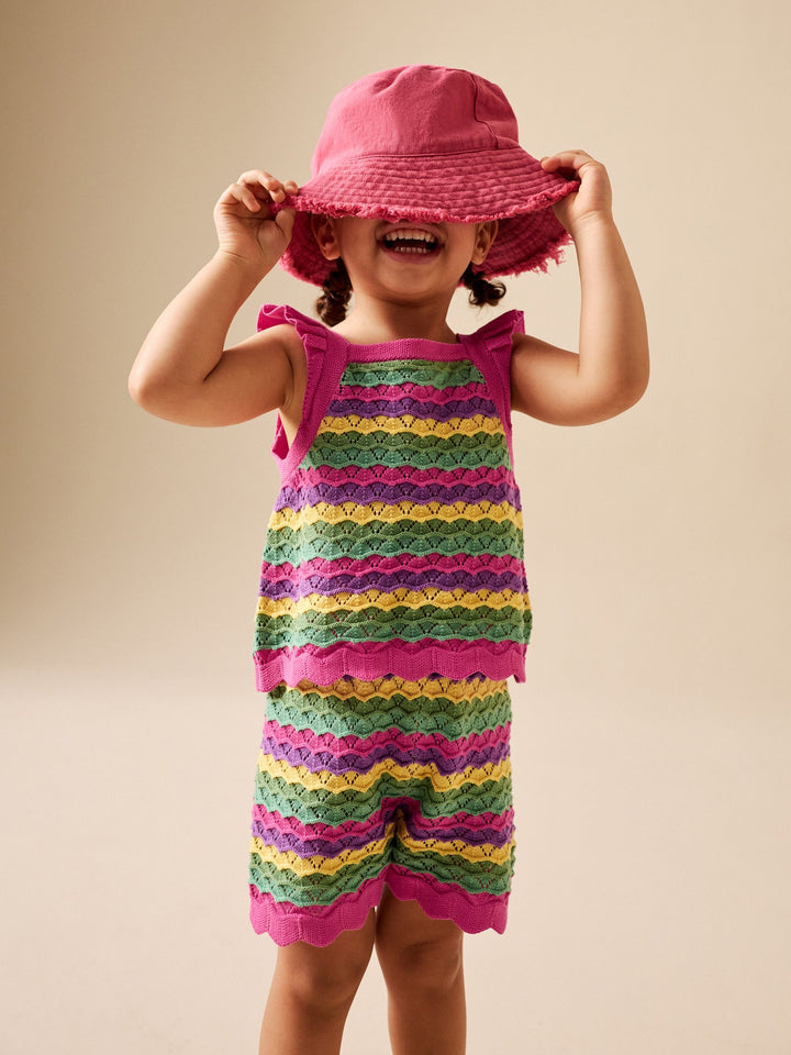 Bright Stripe Knitted Top And Shorts Set (3mths-7yrs)