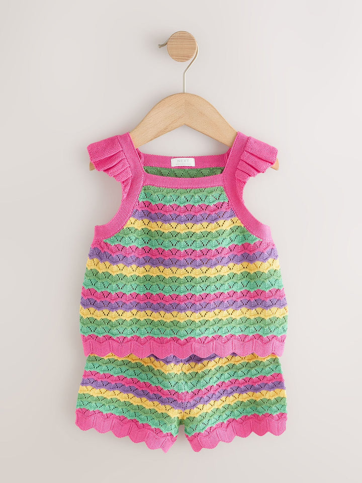 Bright Stripe Knitted Top And Shorts Set (3mths-7yrs)