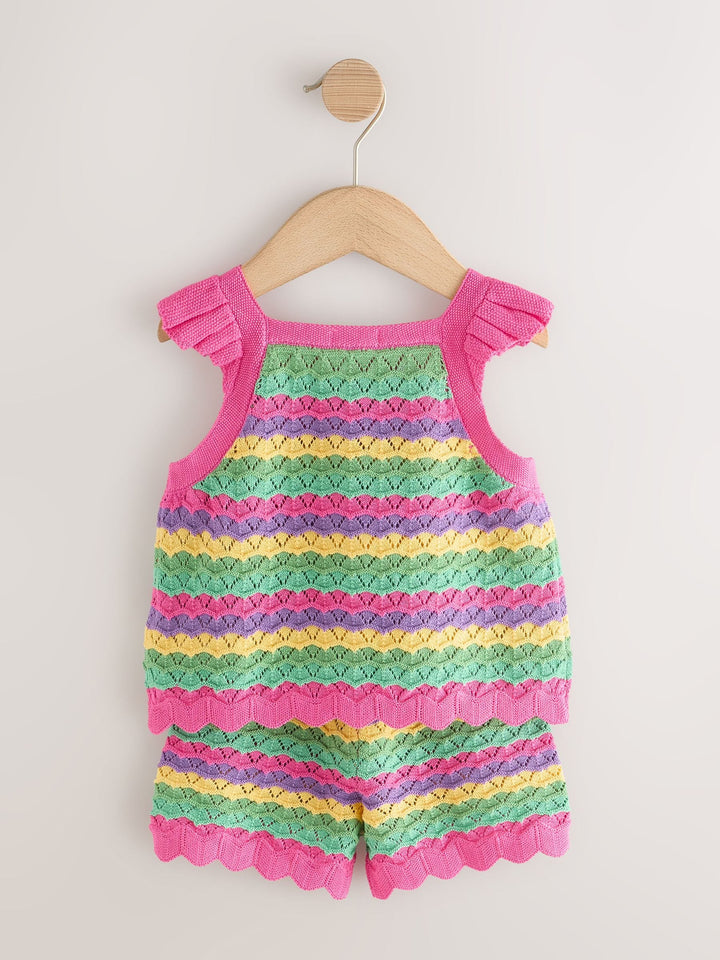 Bright Stripe Knitted Top And Shorts Set (3mths-7yrs)