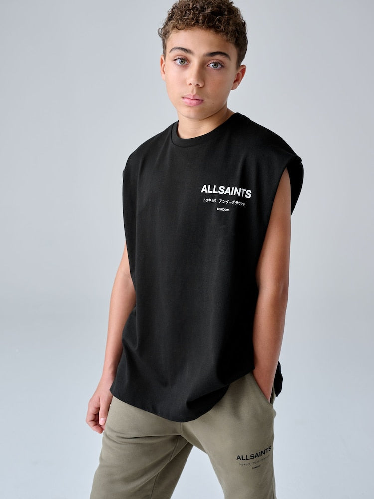 smALLSAINTS Black Underground Oversized Crew Neck Sleeveless T-Shirt