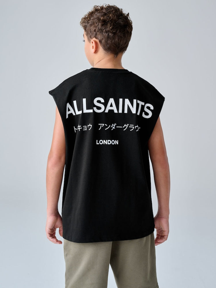 smALLSAINTS Black Underground Oversized Crew Neck Sleeveless T-Shirt