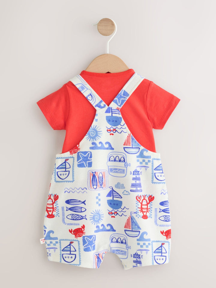 Red Nautical Jersey Dungarees and Bodysuit Baby Set (0mths-2yrs)