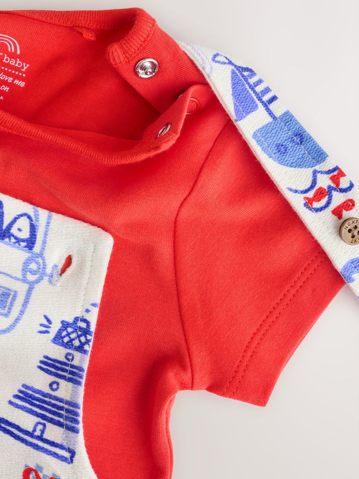 Red Nautical Jersey Dungarees and Bodysuit Baby Set (0mths-2yrs)