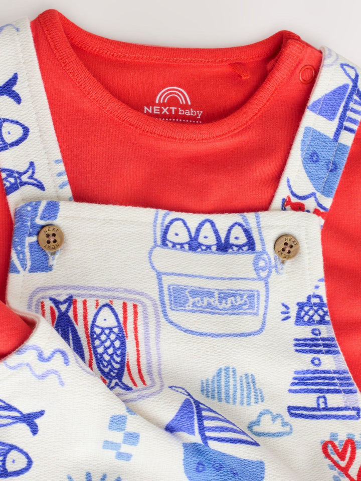Red Nautical Jersey Dungarees and Bodysuit Baby Set (0mths-2yrs)