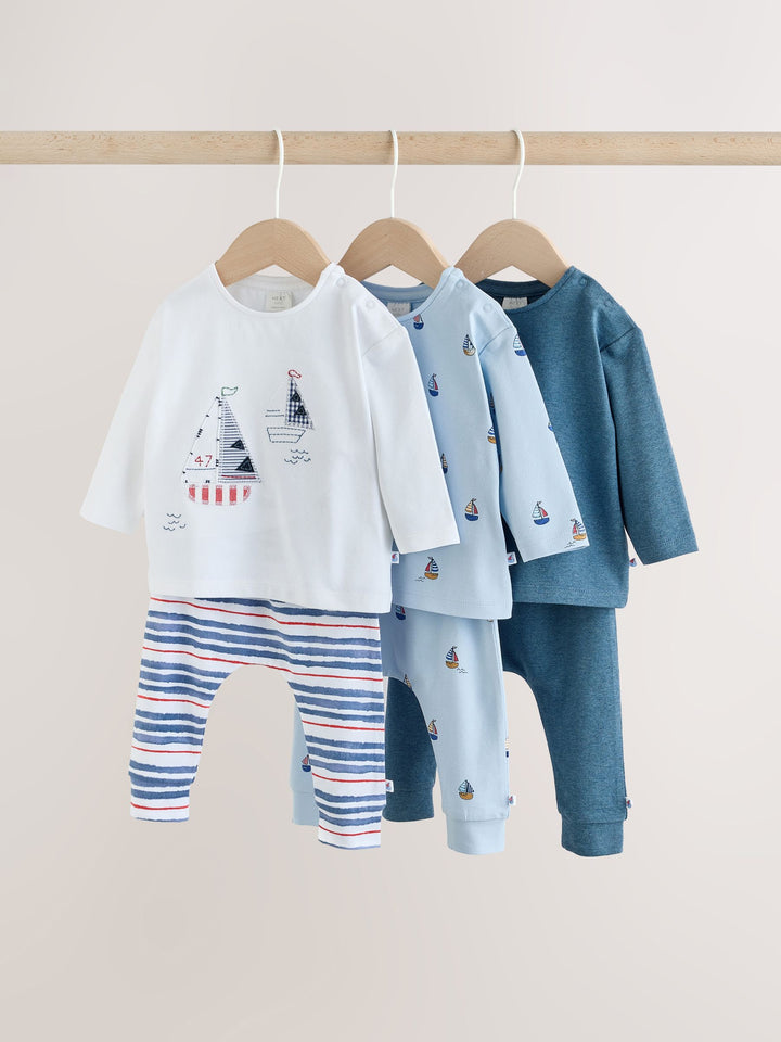 Blue Nautical Baby Top & Leggings 6 Piece Set (0mths-3yrs)
