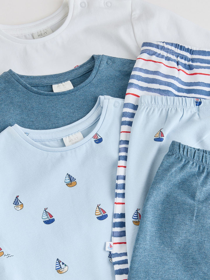 Blue Nautical Baby Top & Leggings 6 Piece Set (0mths-3yrs)