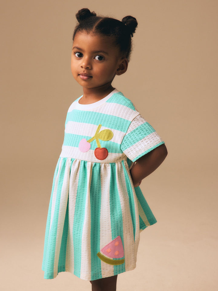 Turquoise Stripe Jersey Dress (3mths-7yrs)