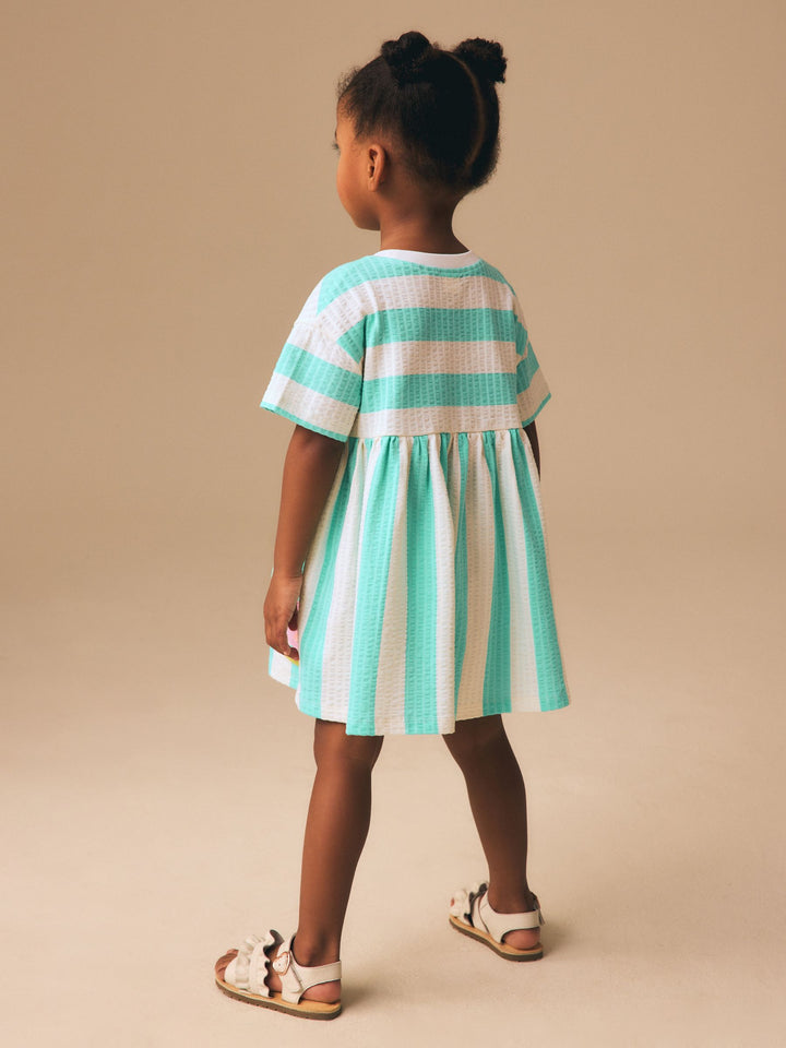 Turquoise Stripe Jersey Dress (3mths-7yrs)