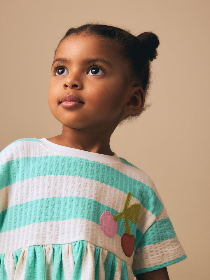 Turquoise Stripe Jersey Dress (3mths-7yrs)