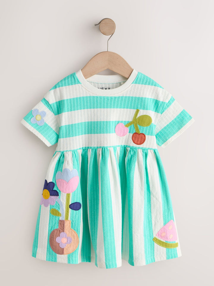 Turquoise Stripe Jersey Dress (3mths-7yrs)