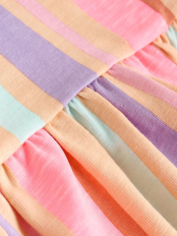 White Floral/ Pink Stripe Baby Short Sleeve Dresse 2 Pack (0mths-3yrs)