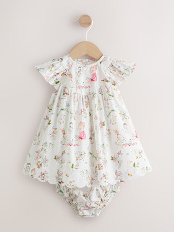 White Character Woven Baby Dress and Knickers Set 2 Piece (0mths-2yrs)