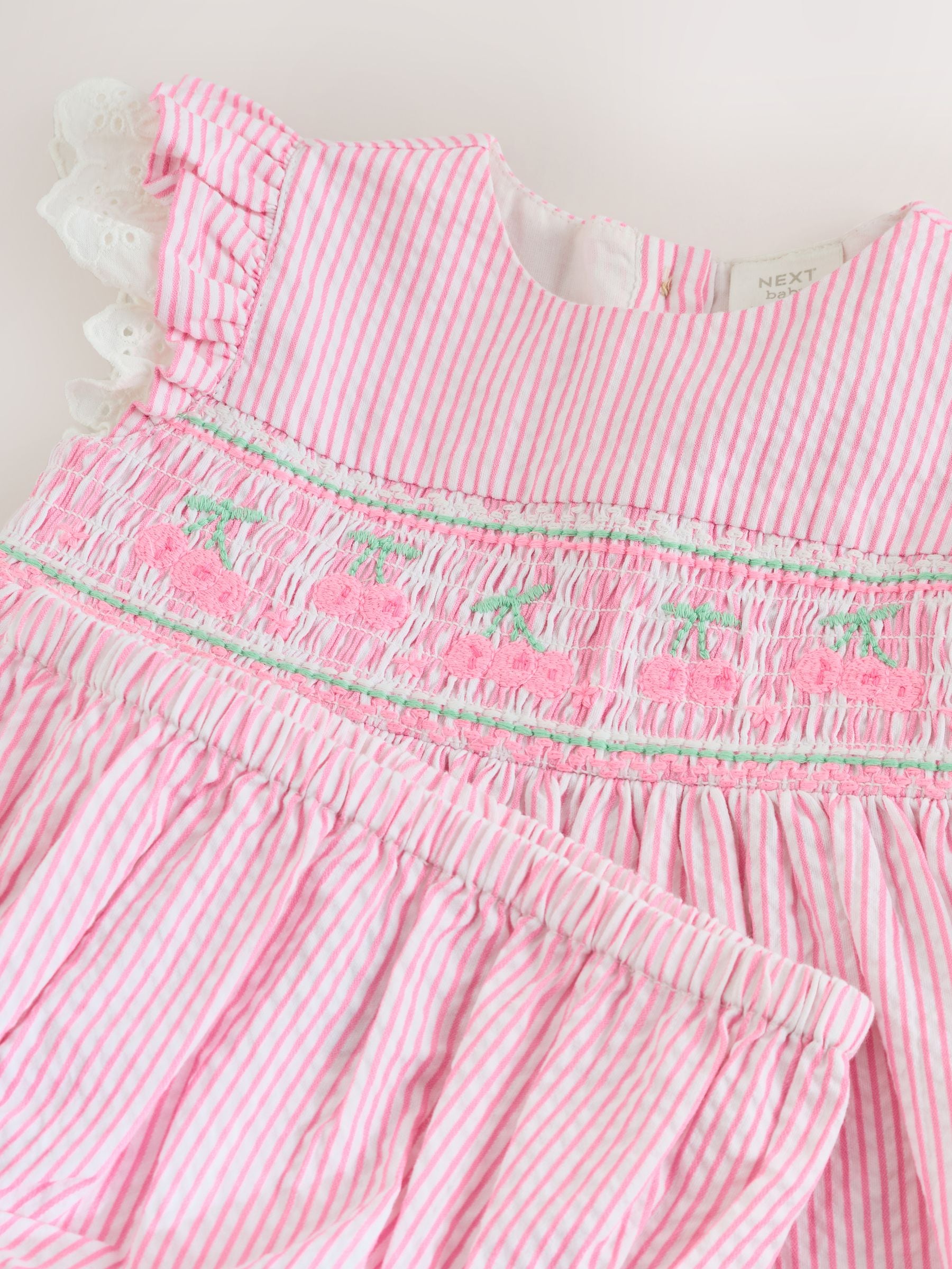 Pink Stripe Woven Baby Dress and Knickers Set 2 Piece (0mths-2yrs)
