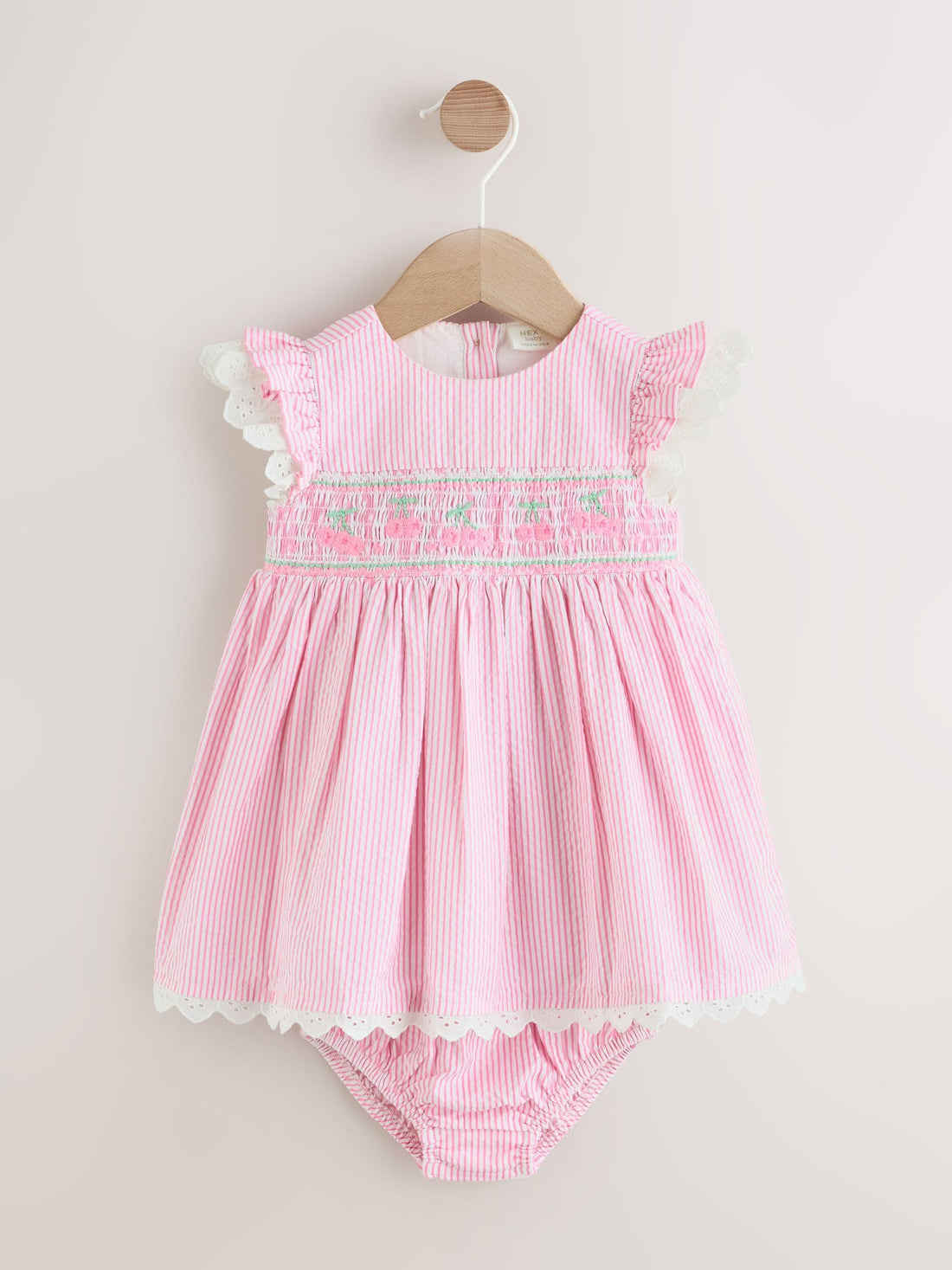 Pink Stripe Woven Baby Dress and Knickers Set 2 Piece (0mths-2yrs)