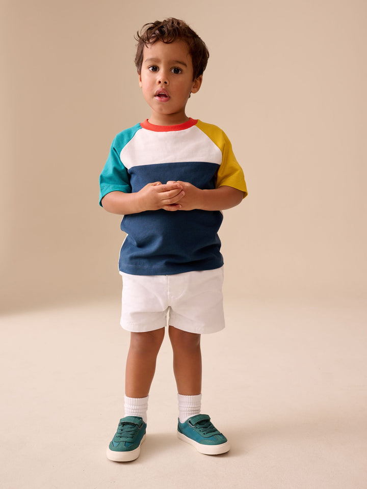 Navy/Blue/Yellow Short Sleeve Colourblock T-Shirt (3mths-7yrs)