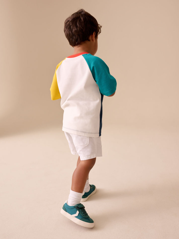 Navy/Blue/Yellow Short Sleeve Colourblock T-Shirt (3mths-7yrs)