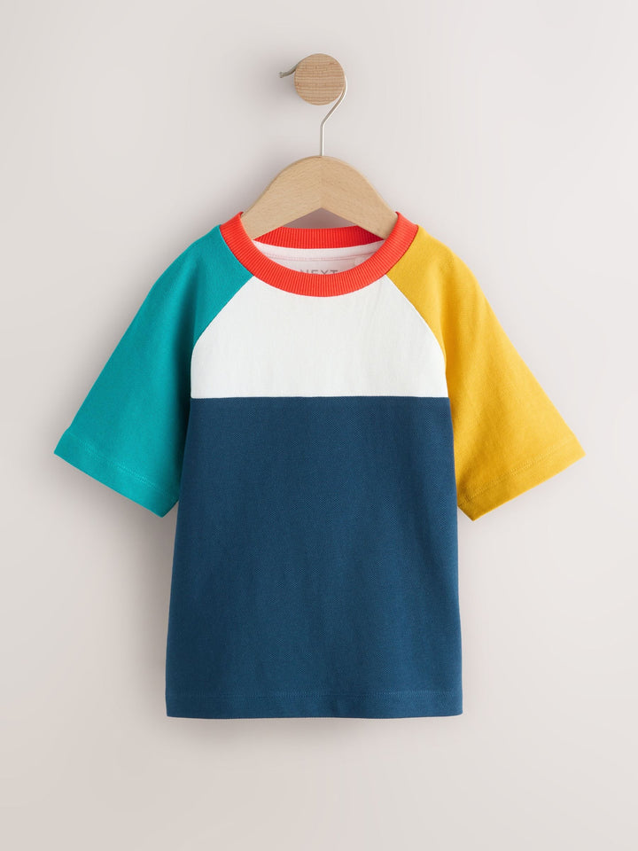 Navy/Blue/Yellow Short Sleeve Colourblock T-Shirt (3mths-7yrs)
