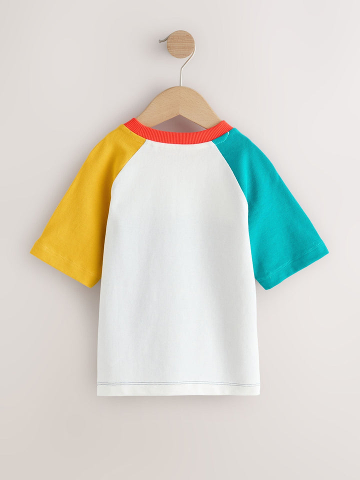 Navy/Blue/Yellow Short Sleeve Colourblock T-Shirt (3mths-7yrs)