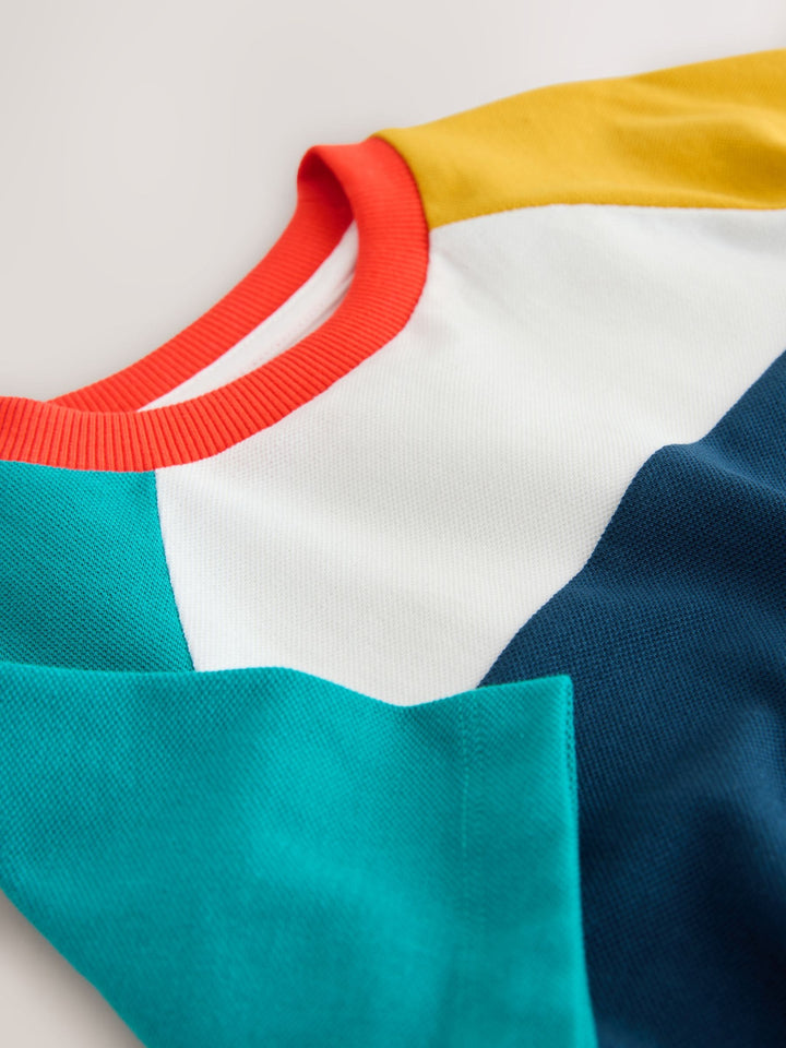 Navy/Blue/Yellow Short Sleeve Colourblock T-Shirt (3mths-7yrs)