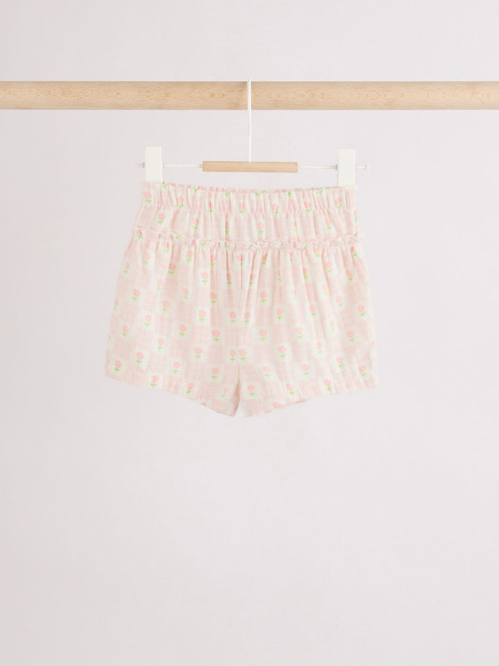 Ecru Pink Floral Woven Baby Top and Shorts Set 2 Piece (0mths-2yrs)