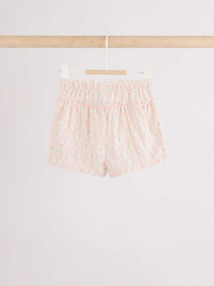 Ecru Pink Floral Woven Baby Top and Shorts Set 2 Piece (0mths-2yrs)