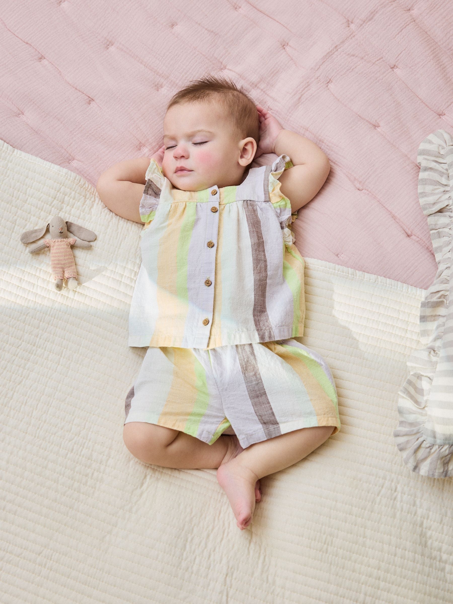 Multi Stripe Woven Baby Top and Shorts Set 2 Piece (0mths-2yrs)