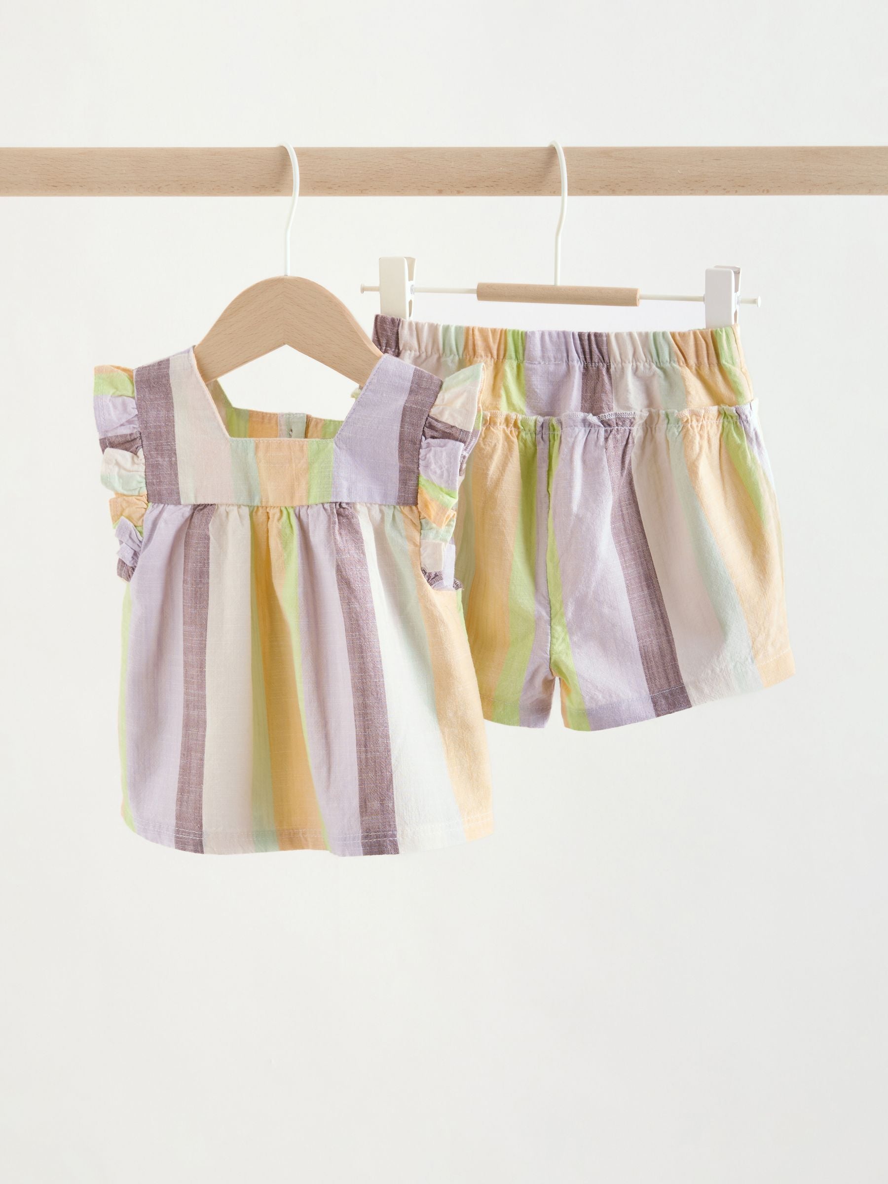 Multi Stripe Woven Baby Top and Shorts Set 2 Piece (0mths-2yrs)