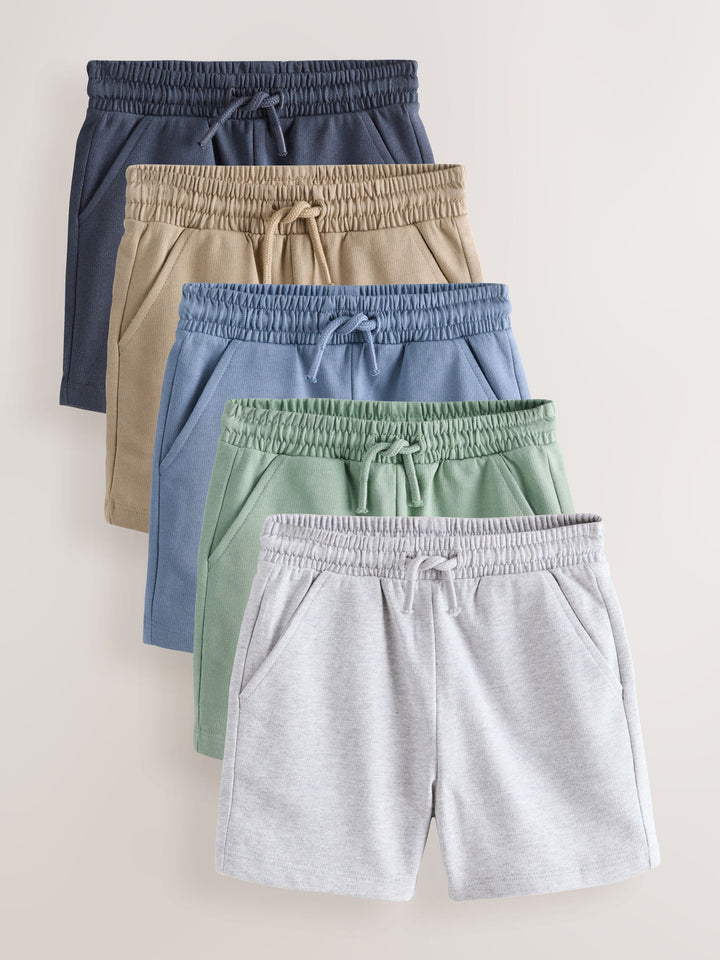 Sage Green Blue And Grey Jersey Shorts 5 Pack (3mths-7yrs)