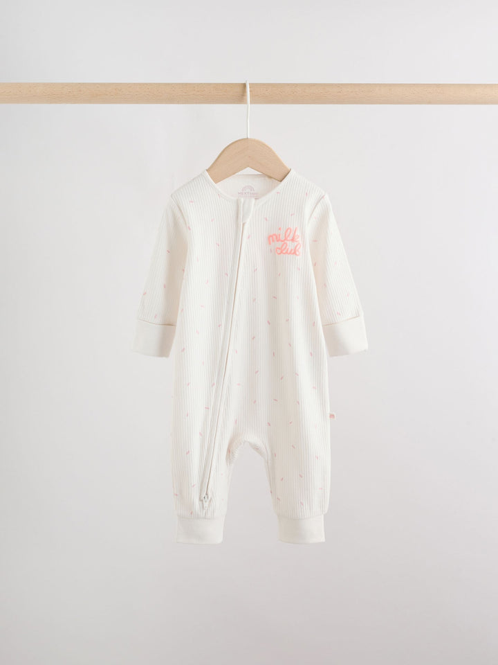 Pink Two Way Zip Baby Sleepsuits 3 Pack (0mths-3yrs)