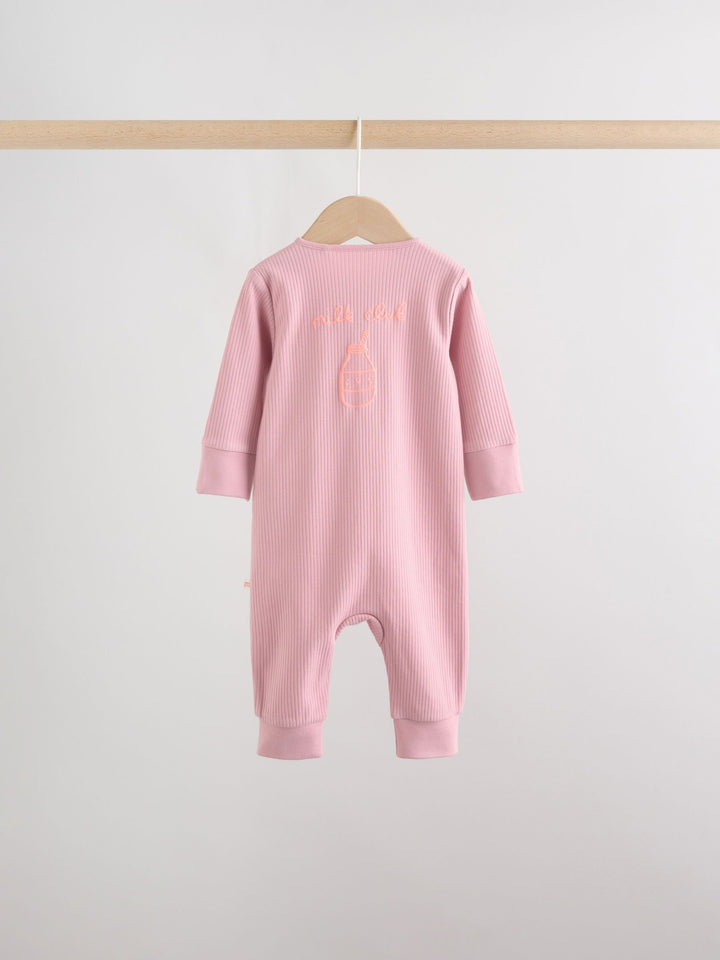 Pink Two Way Zip Baby Sleepsuits 3 Pack (0mths-3yrs)