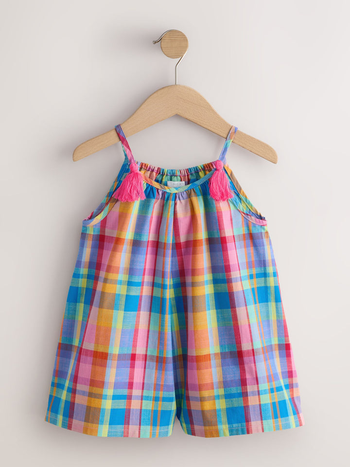Multi Bright Check Strappy Playsuit (3mths-10yrs)