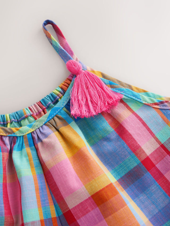 Multi Bright Check Strappy Playsuit (3mths-10yrs)