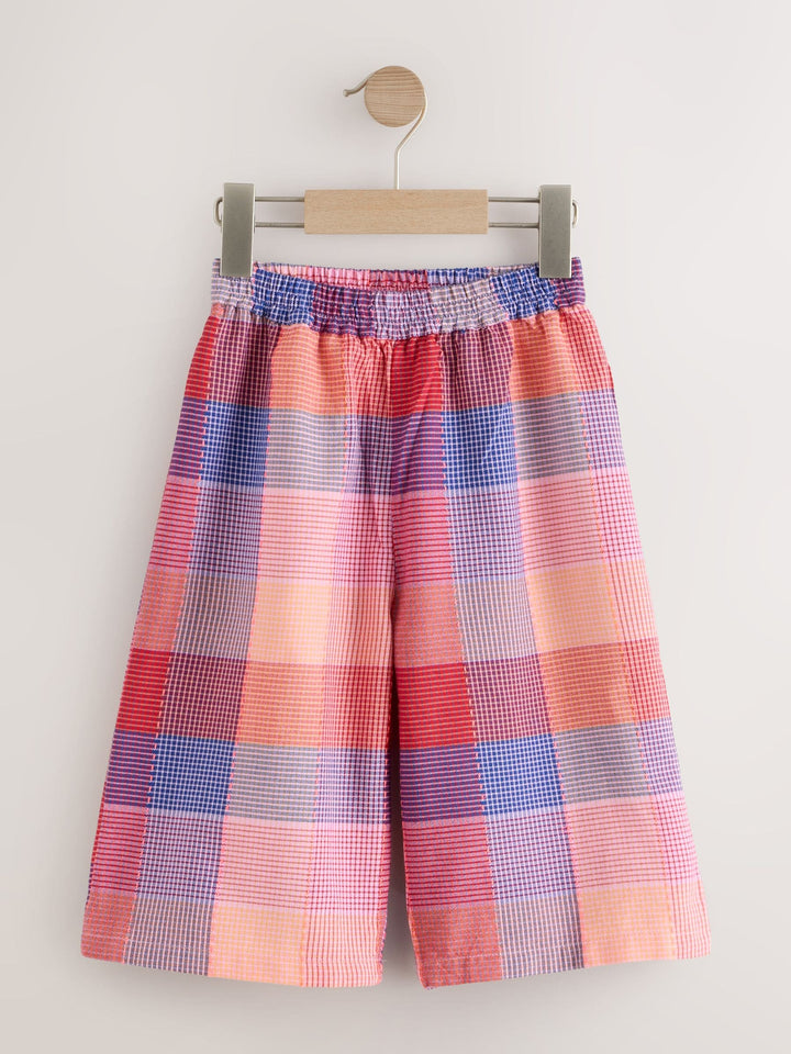 Bright Pink Multi Check Pullon Barrel Trousers (3mths-7yrs)